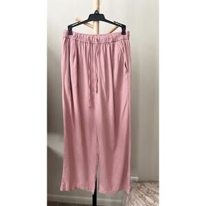 Woman’s Pants Size L Pink Elastic Waisted Linen/Rayon Full Length Long Pants